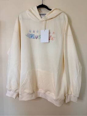 Aelfric Eden Cream Hoodie with Rainbow Graphic (NWT)